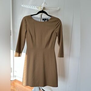 Theory Women's Kamillina Light Camel wool stretch dress formal